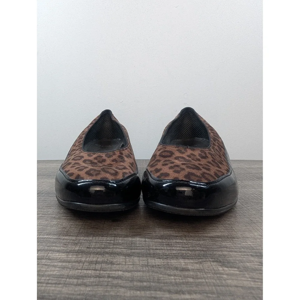 Ara Wedge‎ Shoes Women Leopard Print Patent Black Round Toe Comfort Size 7.5
